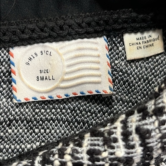 Anthropologie Postmark Boucle Top S Black White Pockets Boho Lined Collar Tweed - Picture 7 of 8